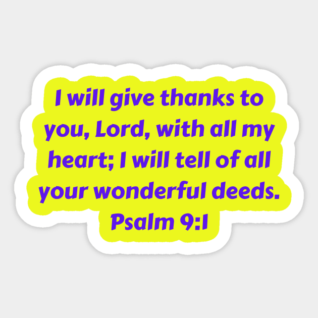 Bible Verse Psalm 9:1 Sticker by Prayingwarrior